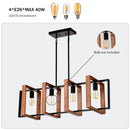 4 Light Kitchen Island Lights Pendant Light Farmhouse Dining Room Light Fixture, Rectangular Chandelier, 36" Hanging Lighting For Living Room, Conference Room, Home Office - Matte Black by HouseOfZazla