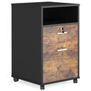 2 Drawer Mobile File Cabinet With Lock, Rolling Printer Stand For Letter Size Files - Black / Brown by HouseOfZazla