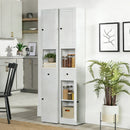 Tall Bathroom Storage Cabinet, 5-Tier Narrow With 2 Doors & Adjustable Shelves, Freestanding - White by HouseOfZazla