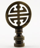 Classic 4 Blessings Asian Lamp Finial Antique Brass Metal 2.25"h