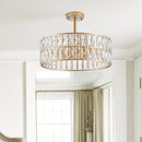18' Golden Modern Crystal Drum Chandelier - 6-Light Pendant Lighting