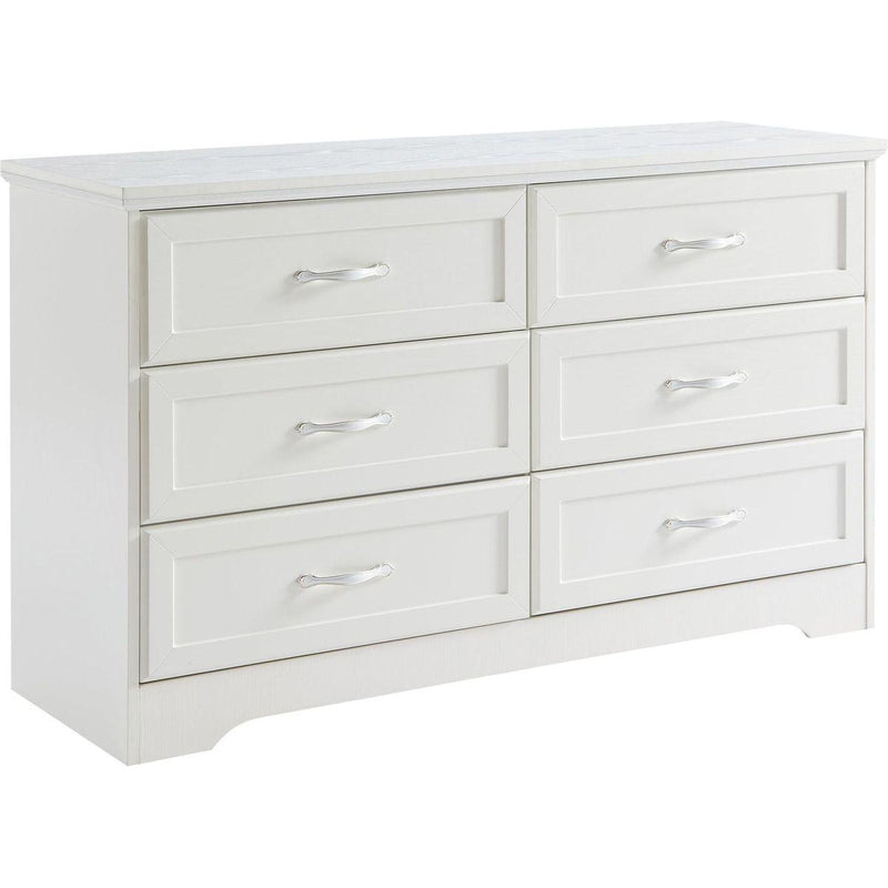 Modern 3 Drawer Bedroom Chest of Drawers with 6 Drawers Dresser, Clothes Organizer -Metal Pulls for Living Room, Bedroom, Hallway, White,47.6" x 15.7" x 28.9"