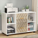 Large Mobile Lateral File Cabinet With 2 Drawers, Printer Stand & Storage Shelves, For Letter Size Files - White / Oak by HouseOfZazla