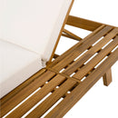 LOUNGE CHAISE SET, SPACE AVAILABLE ON ONE SIDE,ACACIA SOLID WOOD WITH LOUNGE CUSHION (CREAM & TRIPLE FOLD) - MATCHING DARK GREY VERSION AVAILABLE