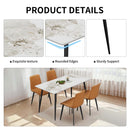 Dining Table with Sintered Stone Tabletop and Metal Legs, 70' Rectangular Modern Kitchen & Dining Room Table