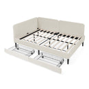 Upholstered Platform Bed Frame With 2 Storage Drawers And Adjustable Sofa Bed