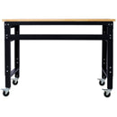 Wide Rolling Workbench For Garage, Adjustable Height, Workshop Tool Bench, Metal With Rubber Wood Top by HouseOfZazla
