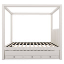 Upholstery Canopy Platform Bed With Trundle And Three Storage Drawers by Unique Piece Furniture