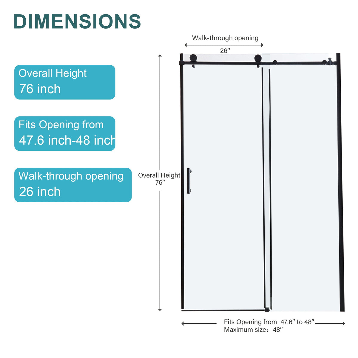 Single Sliding Bypass Shower Door Enclosure With Tempered Glass, photo 21 of 33