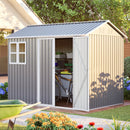 8'x6' Large Steel Storage Shed with Window, Lockable Doors & Sloped Roof, Heavy Duty Outdoor Tool Shed for Garden, Patio, Backyard, Lawn - Dark Gray by Montret