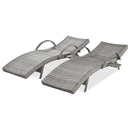 K&K 80" Outdoor Wicker Chaise Lounge Chairs Set of 2