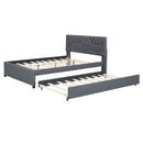 Upholstered Platform Bed With Brick Pattern Headboard And Twin Long Size Trundle by Unique Piece Furniture