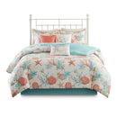 7 Piece Cotton Sateen Comforter Set Coral California King