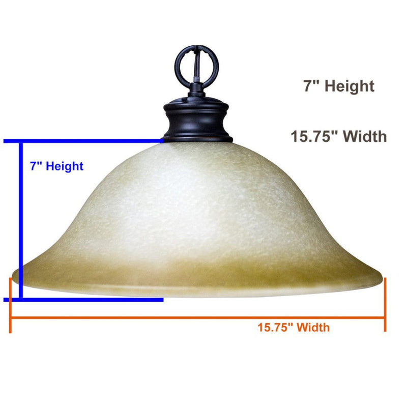 16"W Plug In Swag Amber Glass Pendant Light Bronze Finish