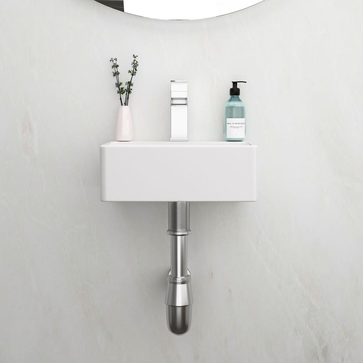 Ceramic Rectangle Wall Mount Bathroom Sink With Single Faucet Hole, photo 13 of 20