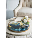 20.9x20.1x3.1" Round Accent Mirrored Tray with Handles by HouseOfZazla
