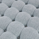 Skirted Tufted Round Ottoman With Button Top - Gray by Unique Piece Furniture
