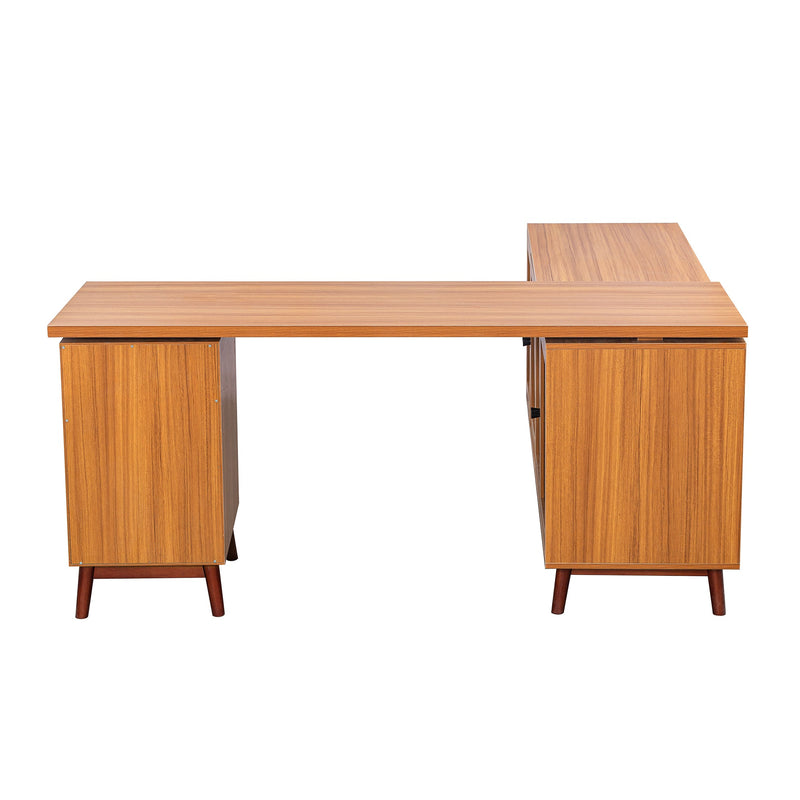 Walker Edison | Modern L-shaped 66" Desk with Storage