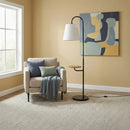 Seoul - Floor Lamp With Rotary Switch Wood Table Base - Black / White by HouseOfZazla