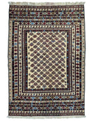 Hand-Woven Afghani Maliki Soumak Wool Kilim Rug - 4'2" x 6'