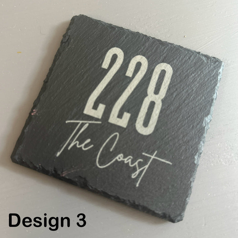 228 "The Coast" Square Slate Coaster Set | 4-Piece Set