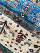 Afghani Khorjin Wool Rug – 7' x 9'10" – Vibrant Geometric & Tribal Patterns