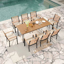 9-Piece Patio Dining Set 35.5 Inch Acacia Wood Table with Umbrella Hole and 24-Inch Wide Chairs by LJGDeals