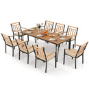 9-Piece Patio Dining Set 35.5 Inch Acacia Wood Table with Umbrella Hole and 24-Inch Wide Chairs by LJGDeals
