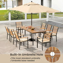9-Piece Patio Dining Set 35.5 Inch Acacia Wood Table with Umbrella Hole and 24-Inch Wide Chairs by LJGDeals