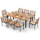 9 Pieces Patio Dining Set 39.5 Inch Acacia Wood Table with Umbrella Hole and 22.5-Inch Wide Chairs by LJGDeals