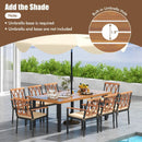 9 Pieces Patio Dining Set 39.5 Inch Acacia Wood Table with Umbrella Hole and 22.5-Inch Wide Chairs by LJGDeals