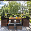 9 Pieces Patio Rattan Dining Cushioned Chairs Set by LJGDeals