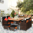 9 Pieces Patio Rattan Dining Cushioned Chairs Set-Black