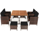9 Pieces Patio Rattan Dining Cushioned Chairs Set by LJGDeals