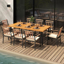 9 Pieces Patio Dining Set 39.5 Inch Acacia Wood Table with Umbrella Hole and 24-Inch Wide Chairs by LJGDeals