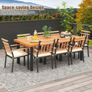 9 Pieces Patio Dining Set 39.5 Inch Acacia Wood Table with Umbrella Hole and 24-Inch Wide Chairs by LJGDeals