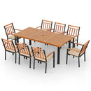 9 Pieces Patio Dining Set 39.5 Inch Acacia Wood Table with Umbrella Hole and 24-Inch Wide Chairs by DirectDeals