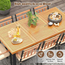 9 Pieces Patio Dining Set 39.5 Inch Acacia Wood Table with Umbrella Hole and 24-Inch Wide Chairs by DirectDeals