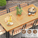 9 Pieces Patio Dining Set 39.5 Inch Acacia Wood Table with Umbrella Hole and 24-Inch Wide Chairs by LJGDeals