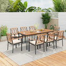 9-Piece Patio Dining Set 35.5 Inch Acacia Wood Table with Umbrella Hole and 22.5-Inch Wide Chairs by DirectDeals