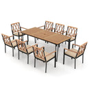 9-Piece Patio Dining Set 35.5 Inch Acacia Wood Table with Umbrella Hole and 22.5-Inch Wide Chairs by LJGDeals