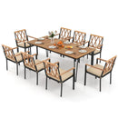 9-Piece Patio Dining Set 35.5 Inch Acacia Wood Table with Umbrella Hole and 22.5-Inch Wide Chairs by LJGDeals