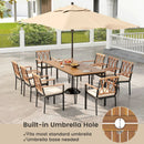 9-Piece Patio Dining Set 35.5 Inch Acacia Wood Table with Umbrella Hole and 22.5-Inch Wide Chairs by DirectDeals