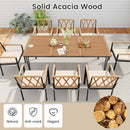 9-Piece Patio Dining Set 35.5 Inch Acacia Wood Table with Umbrella Hole and 22.5-Inch Wide Chairs by DirectDeals