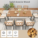 9-Piece Patio Dining Set 35.5 Inch Acacia Wood Table with Umbrella Hole and 22.5-Inch Wide Chairs by LJGDeals