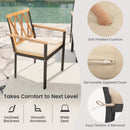 9-Piece Patio Dining Set 35.5 Inch Acacia Wood Table with Umbrella Hole and 22.5-Inch Wide Chairs by LJGDeals