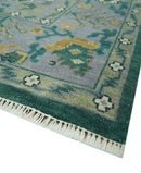 Hand Knotted 8x10 Green and Gray Traditional Turkish Antique Style Wool Area Rug by The Rug Decor