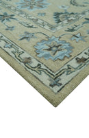 Custom Made Beige, Ivory and Blue Hand Tufted Floral Oriental Oushak wool area rug by The Rug Decor