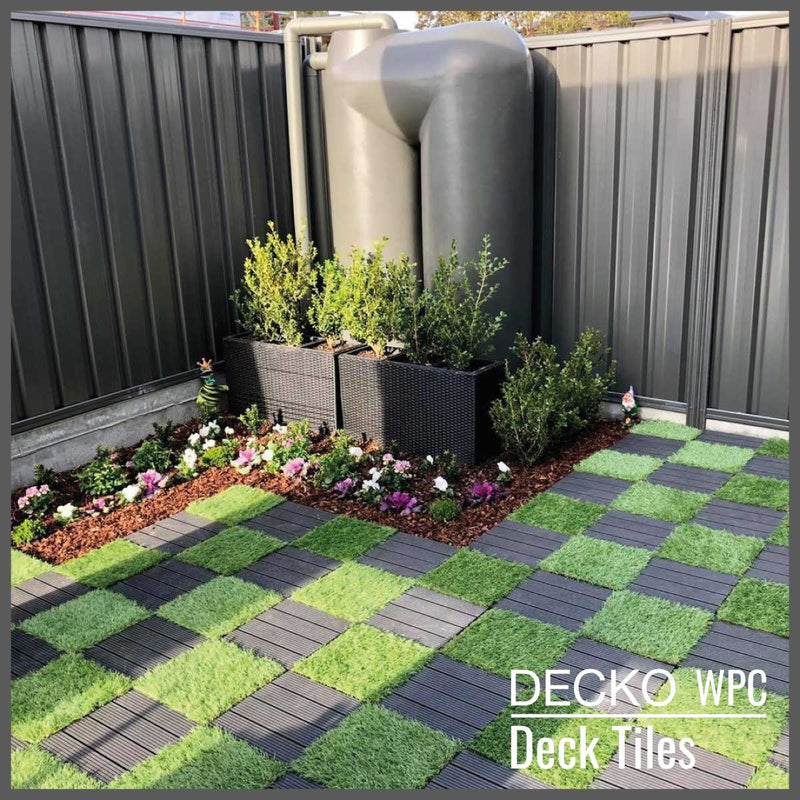 Deck Tile <b>Corner Ramp Edge</b> - for Premium WPC Interlocking Tiles | DECKO (3.1"/3.1"/0.8") - (One Piece)
