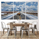 Bison Wall Art - Snowy Road Wall Art – Framed Mountain by MyGreatCanvas | Canvas Wall Art Prints | Photo Prints & Wall Decor